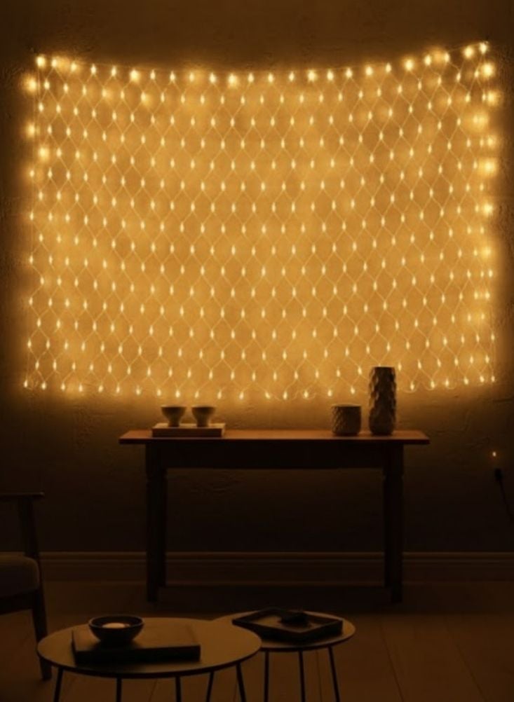 Premium Ramadan LED Curtain Light Mesh 100x300 cm Warm White Home Decoration - Image 2